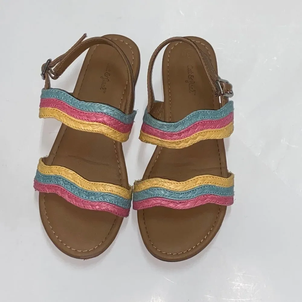 10/$50 Cat & Jack Colorful Wavy Strap Sandals Size 3